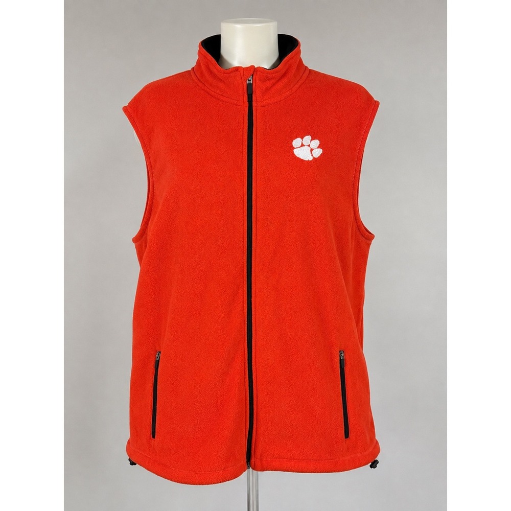 Stadium Athletics Clemson Tigers Fleece Vest Mens XL Orange Full Zip Paw Logo